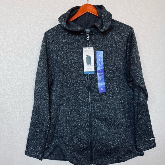 Eddie Bauer Radiator Fleece Black Hooded Zip Jacket - Picture 7 of 9